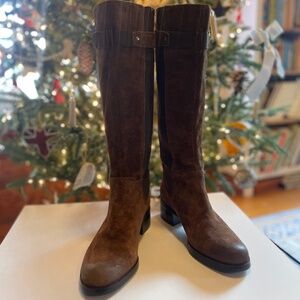 Franco Sarto June Brown Suede Knee High Boots Size 8.5